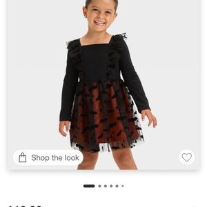 Toddler Girls' Halloween Bat Long Sleeve Tulle Dress